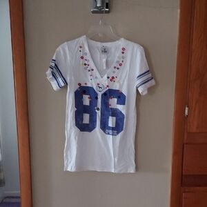 PINK Victoria's Secret White and Blue Jersey